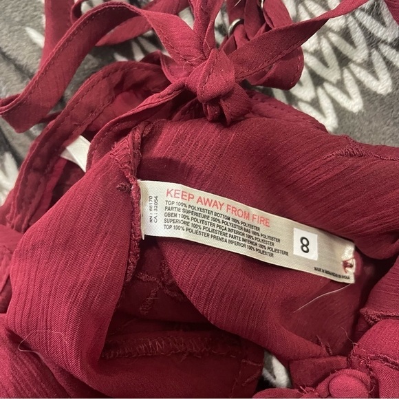 Anthropologie NWT Two Piece Set Burgundy Sheer Embroidered XXS - Picture 12 of 13